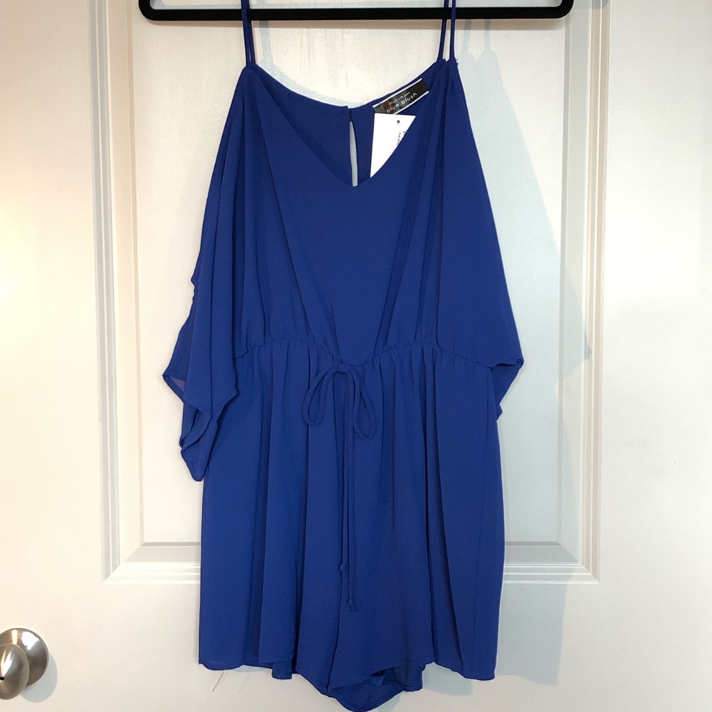 Blue Cold Shoulder Romper